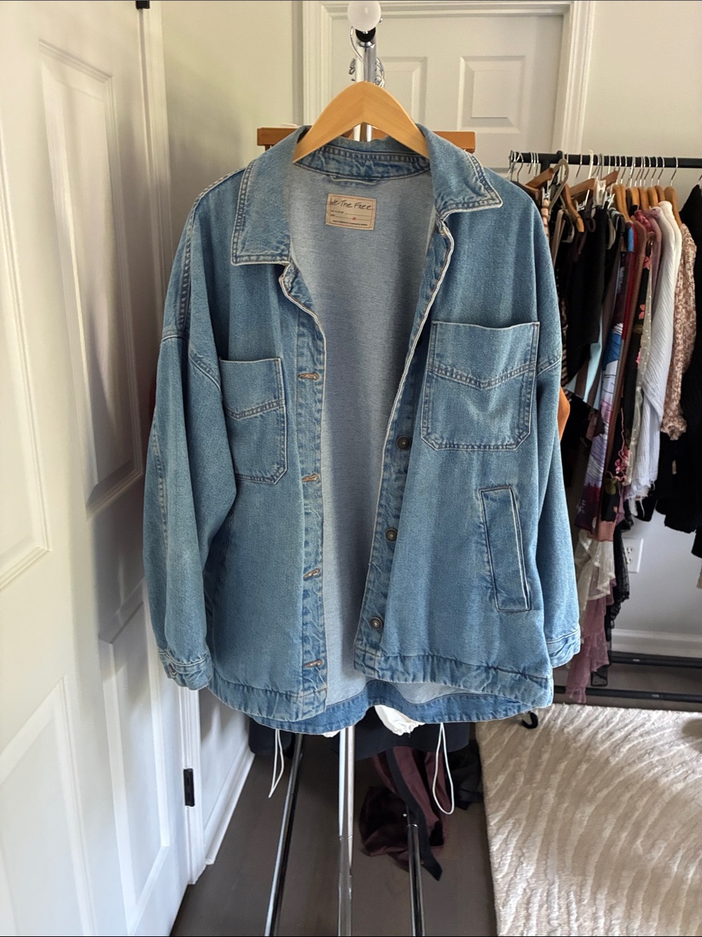 Blank NYC Faded Light Blue Oversized Denim Jacket